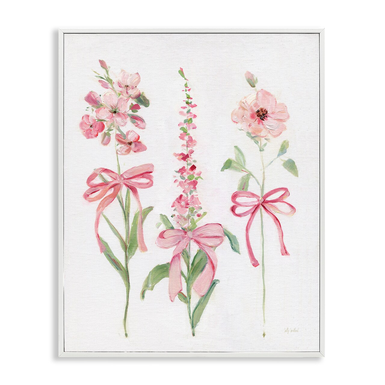 Stupell Industries Pink Cottage Floral Sprigs Framed Giclee Design by Sally Swatland